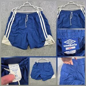 Vintage Umbro Shorts Mens XL Blue Nylon Soccer Drawstring Made In USA 90s Pocket